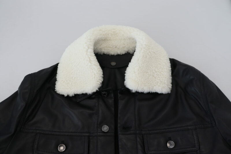 Dolce & Gabbana Elegant Black Leather Bomber Jacket - Image 7