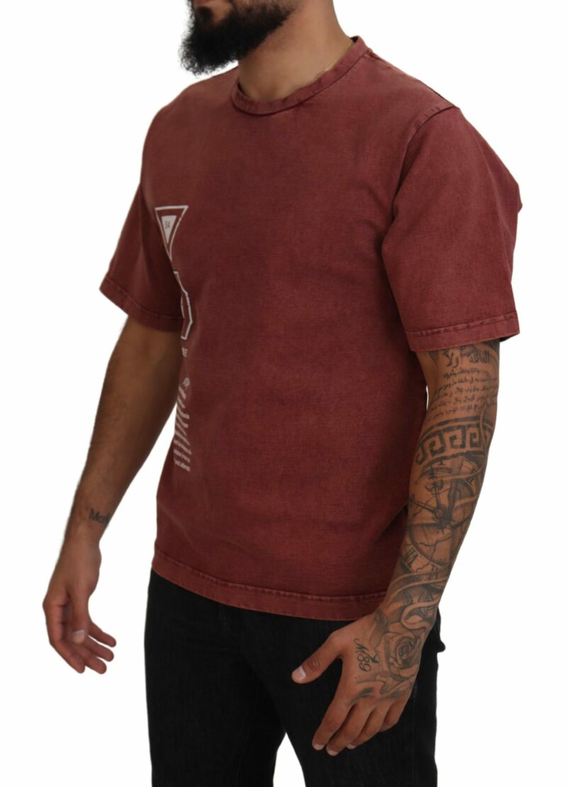 Dolce & Gabbana Elegant Maroon Printed Cotton Tee - Image 2