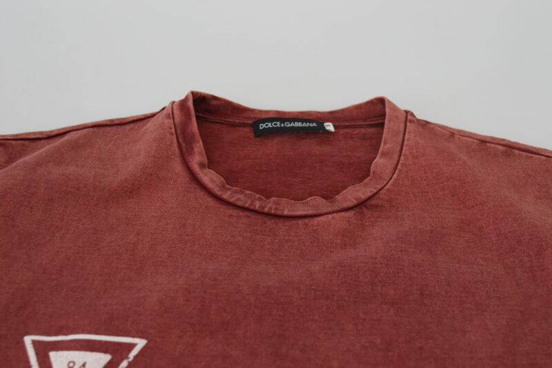 Dolce & Gabbana Elegant Maroon Printed Cotton Tee - Image 6