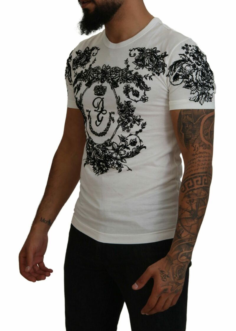 Dolce & Gabbana Elegant Floral Crown Tee - Image 2