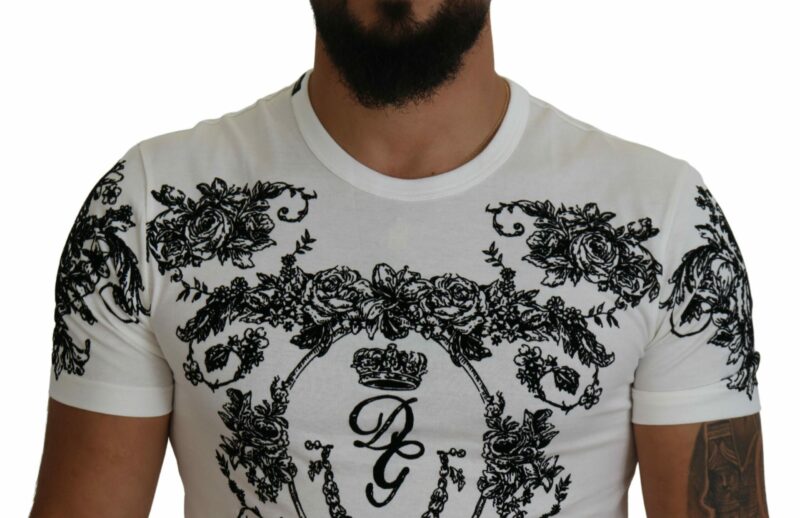 Dolce & Gabbana Elegant Floral Crown Tee - Image 4