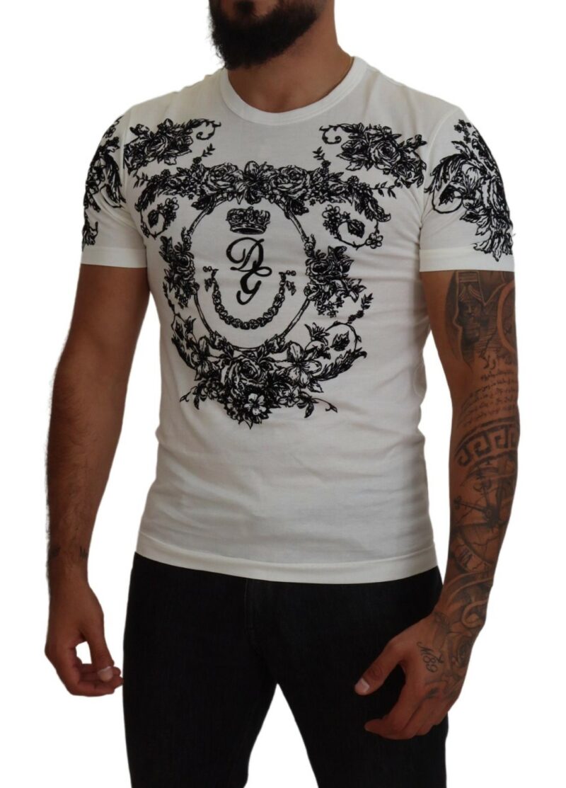 Dolce & Gabbana Elegant Floral Crown Tee - Image 5