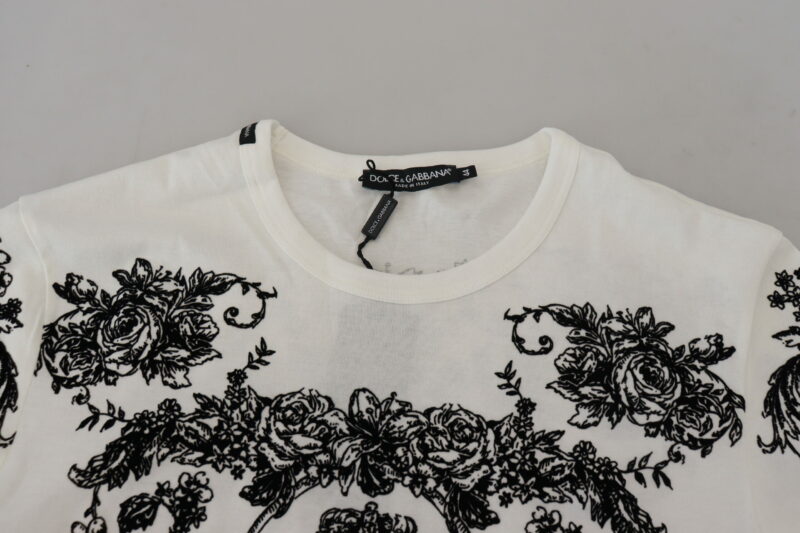 Dolce & Gabbana Elegant Floral Crown Tee - Image 6