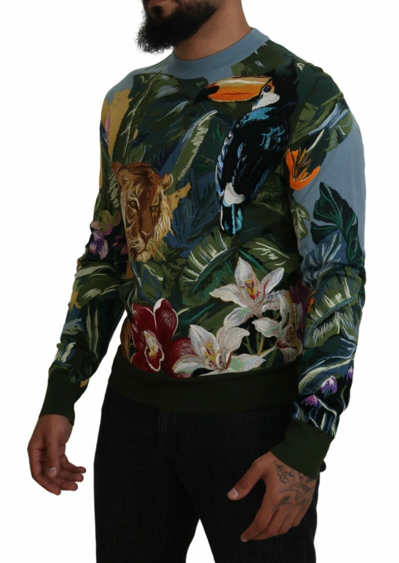 Dolce & Gabbana Jungle Embroidered Wool Silk Sweater - Image 2