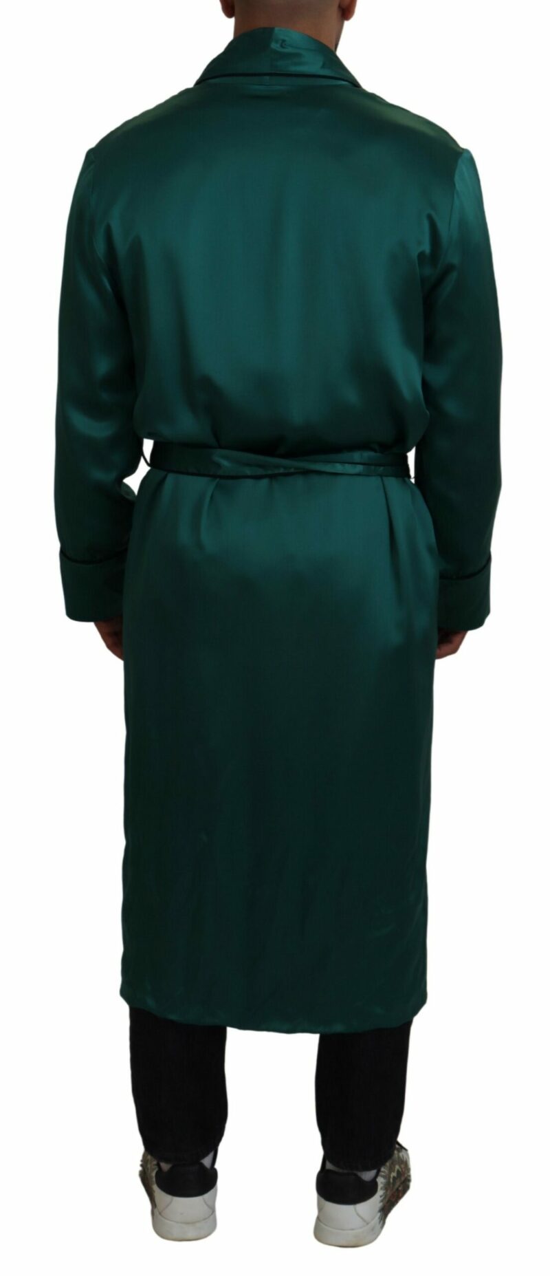 Dolce & Gabbana Elegant Silk Robe in Lush Green - Image 3