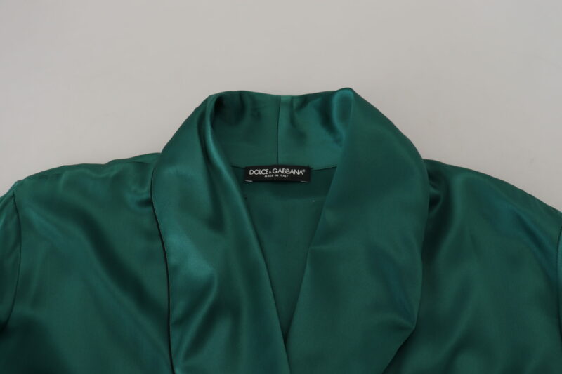 Dolce & Gabbana Elegant Silk Robe in Lush Green - Image 6