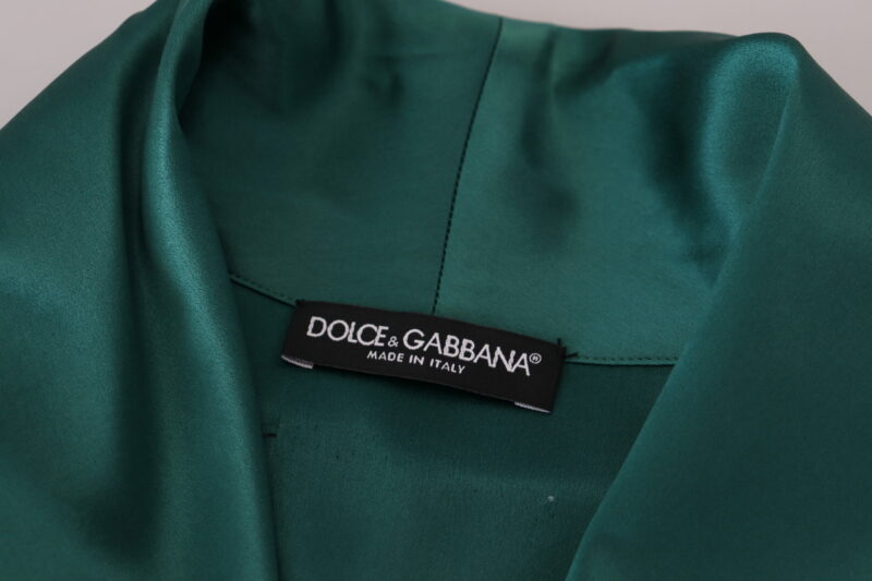 Dolce & Gabbana Elegant Silk Robe in Lush Green - Image 7