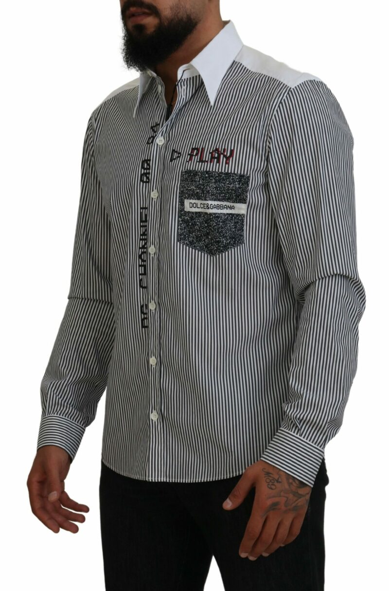 Dolce & Gabbana Classic Black and White Striped Button-Down Shirt - Image 2