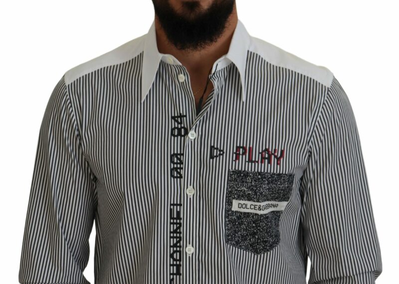Dolce & Gabbana Classic Black and White Striped Button-Down Shirt - Image 4