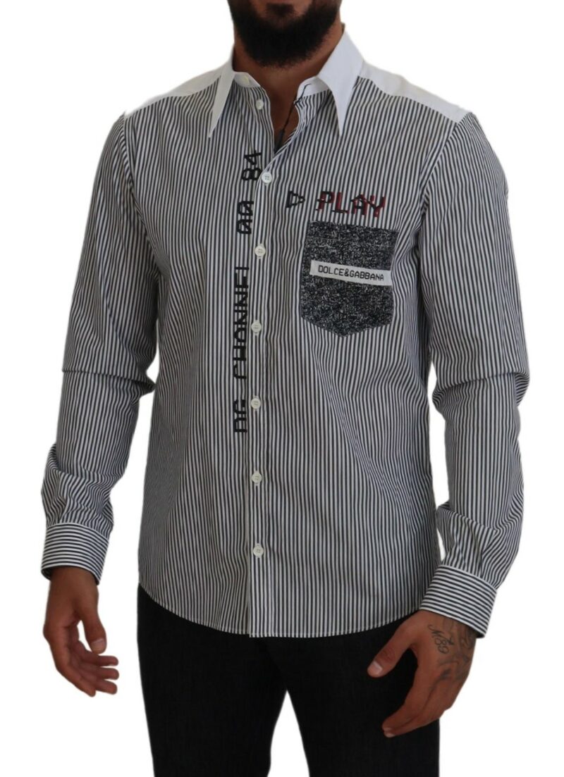 Dolce & Gabbana Classic Black and White Striped Button-Down Shirt - Image 5
