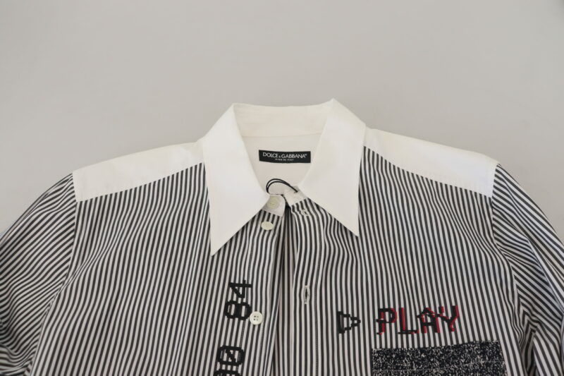 Dolce & Gabbana Classic Black and White Striped Button-Down Shirt - Image 6