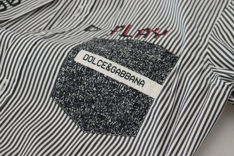 Dolce & Gabbana Classic Black and White Striped Button-Down Shirt - Image 8