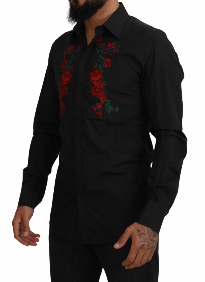 Dolce & Gabbana Elegant Floral Embroidered Cotton Shirt - Image 2