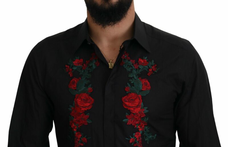Dolce & Gabbana Elegant Floral Embroidered Cotton Shirt - Image 4