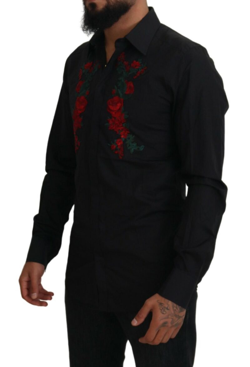 Dolce & Gabbana Elegant Floral Embroidered Cotton Shirt - Image 5