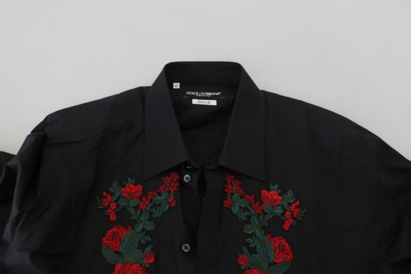 Dolce & Gabbana Elegant Floral Embroidered Cotton Shirt - Image 6