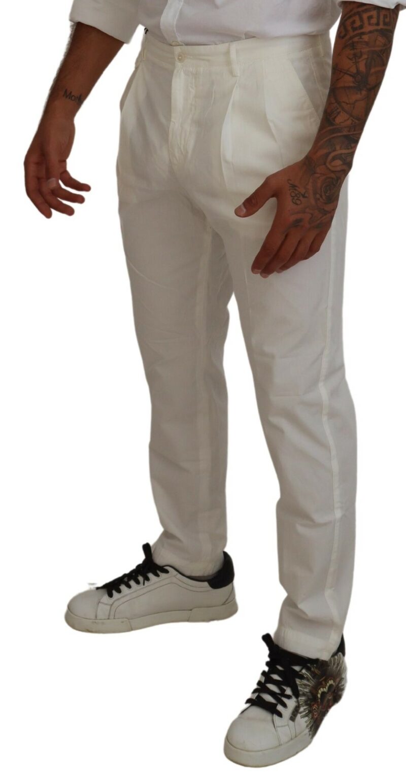 Dolce & Gabbana Elegant White Cotton Chino Pants - Image 4