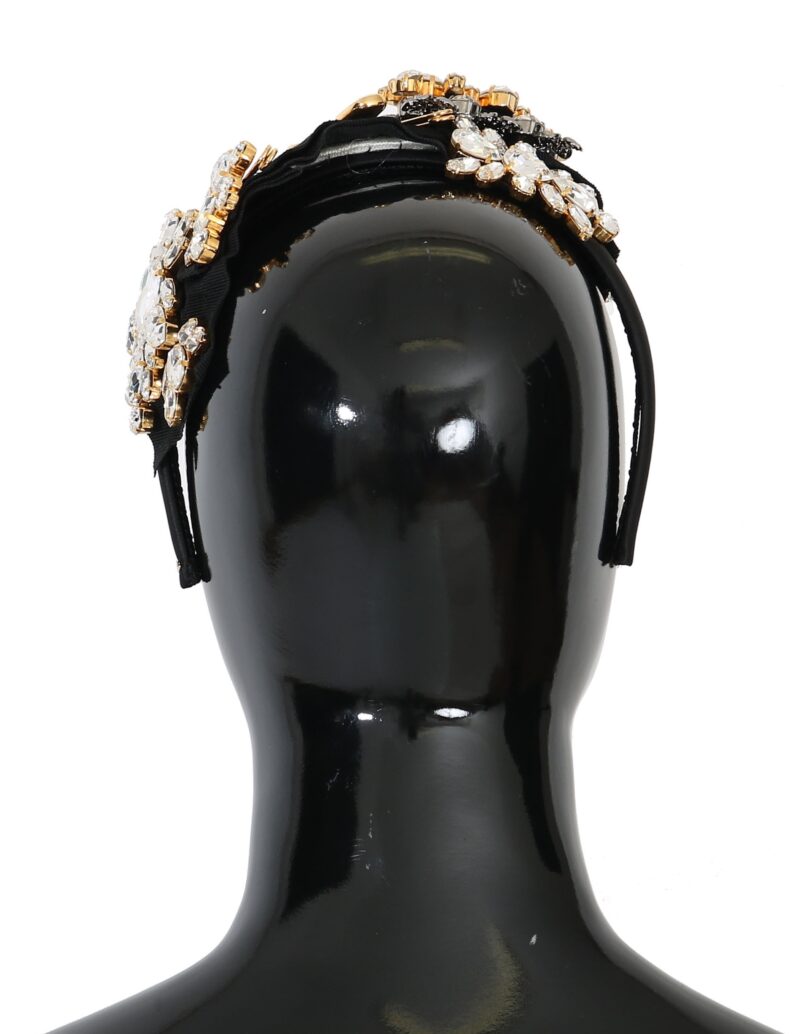 Dolce & Gabbana Elegant Black Crystal Headband Diadem - Image 3