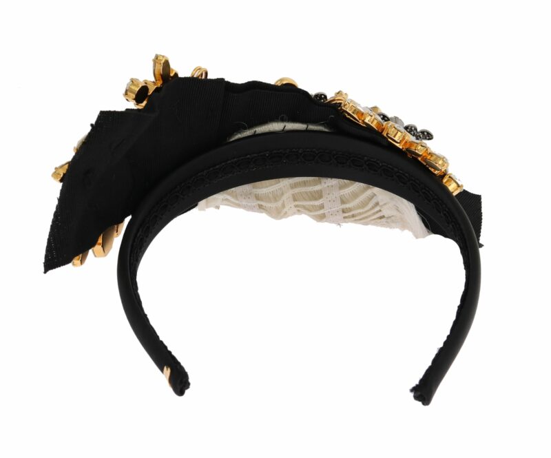 Dolce & Gabbana Elegant Black Crystal Headband Diadem - Image 5
