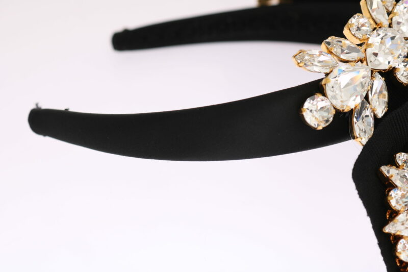 Dolce & Gabbana Elegant Black Crystal Headband Diadem - Image 6