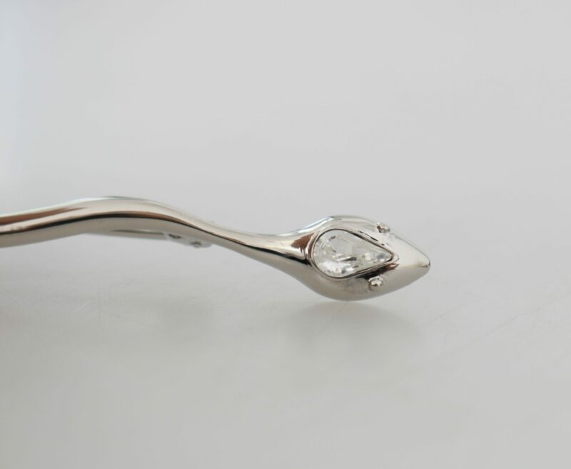 Dolce & Gabbana Elegant Crystal-Embellished Silver Brooch Pin - Image 4