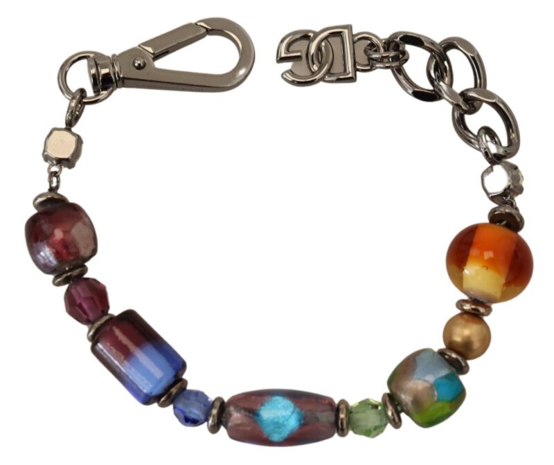Dolce & Gabbana Multicolor Beaded Silver Chain Bracelet - Image 2