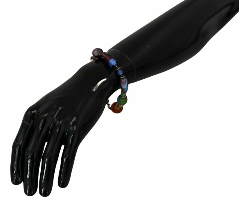 Dolce & Gabbana Multicolor Beaded Silver Chain Bracelet - Image 4