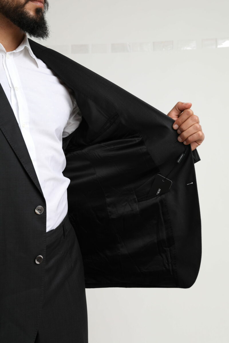 Dolce & Gabbana Elegant Black Virgin Wool Martini Suit - Image 4