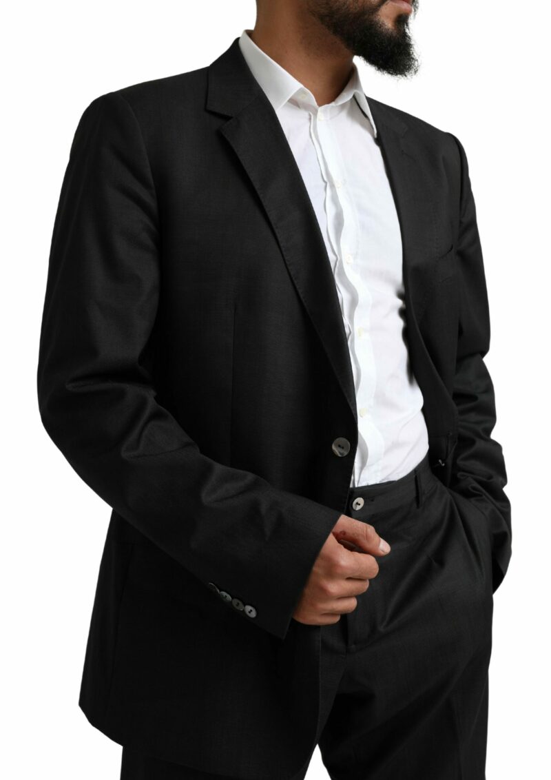 Dolce & Gabbana Elegant Black Virgin Wool Martini Suit - Image 5