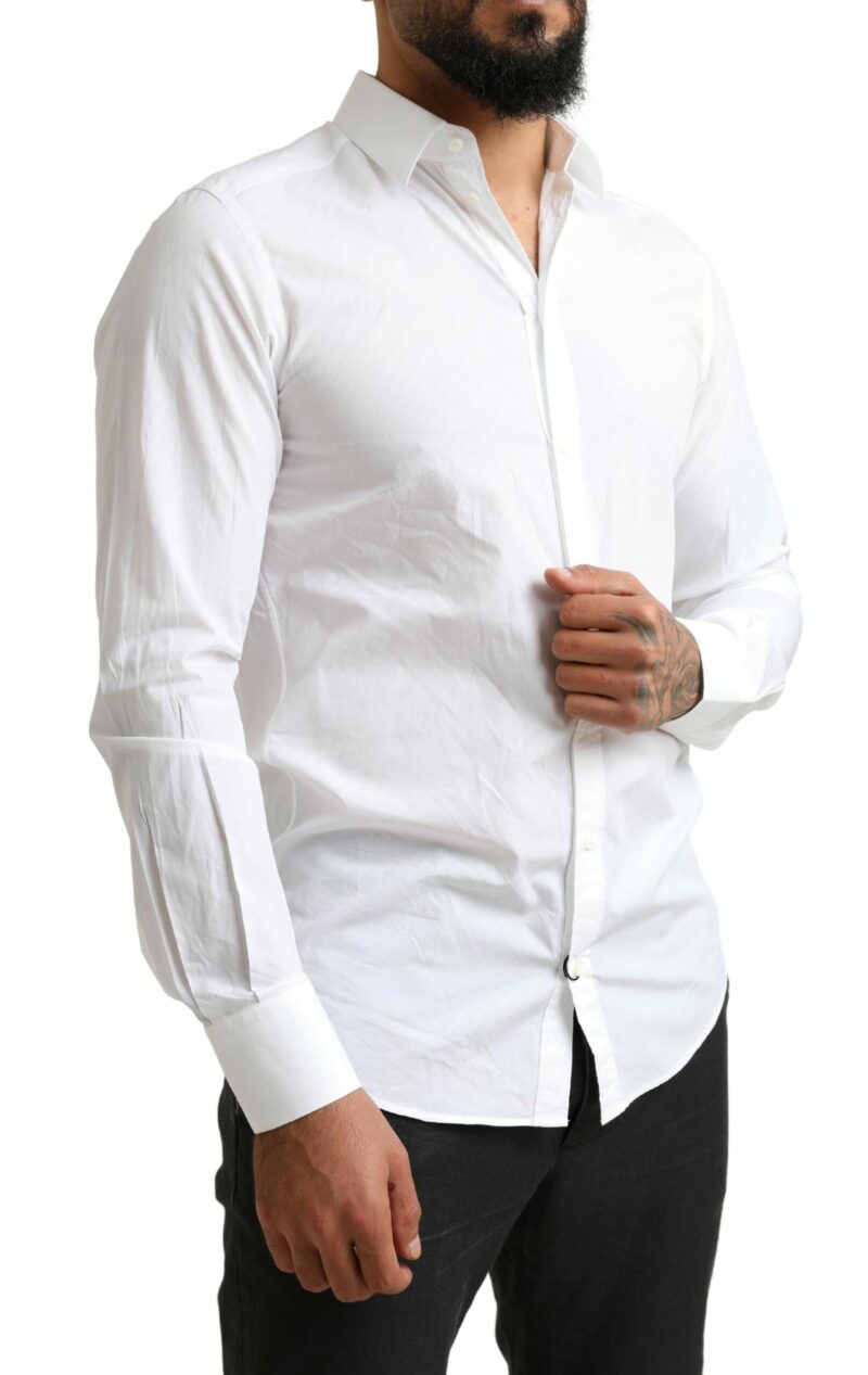 Dolce & Gabbana Elegant White Cotton Martini Dress Shirt - Image 4