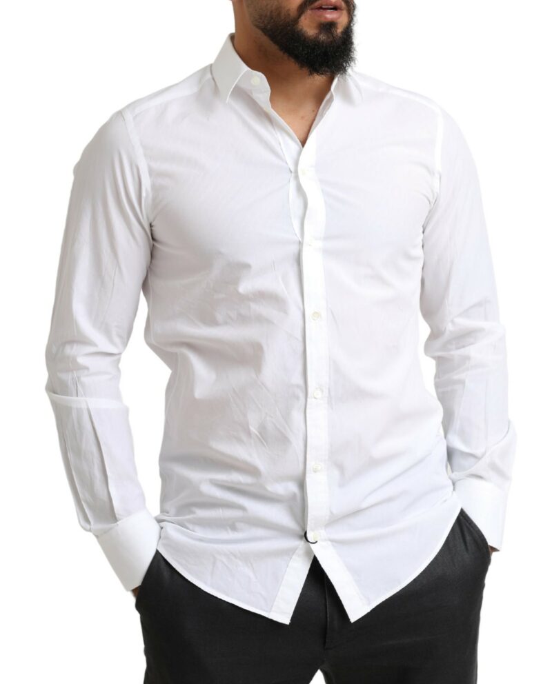 Dolce & Gabbana Elegant White Cotton Martini Dress Shirt - Image 5