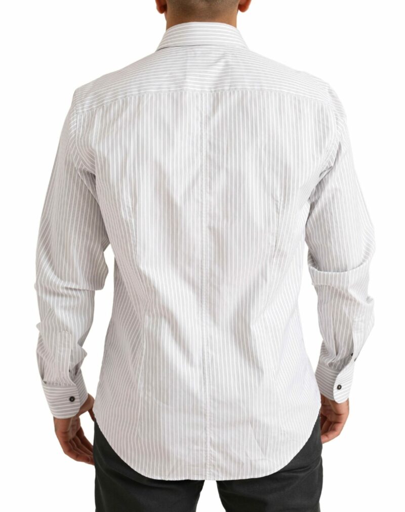 Dolce & Gabbana Elegant White Striped Cotton Dress Shirt - Image 3