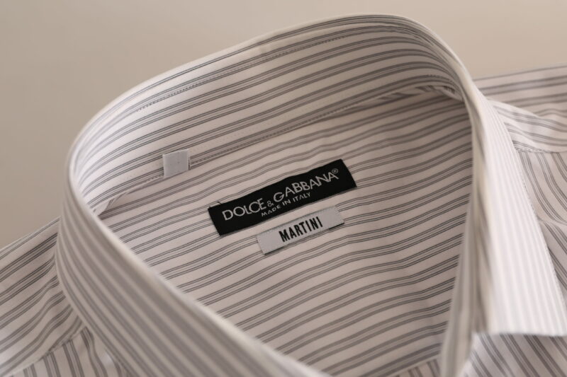 Dolce & Gabbana Elegant White Striped Cotton Dress Shirt - Image 7