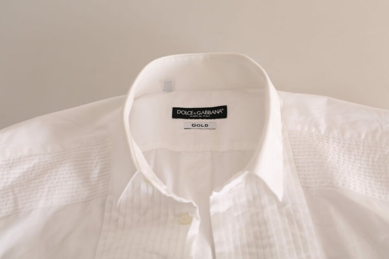 Dolce & Gabbana Elegant White Slim Fit Cotton Dress Shirt - Image 5