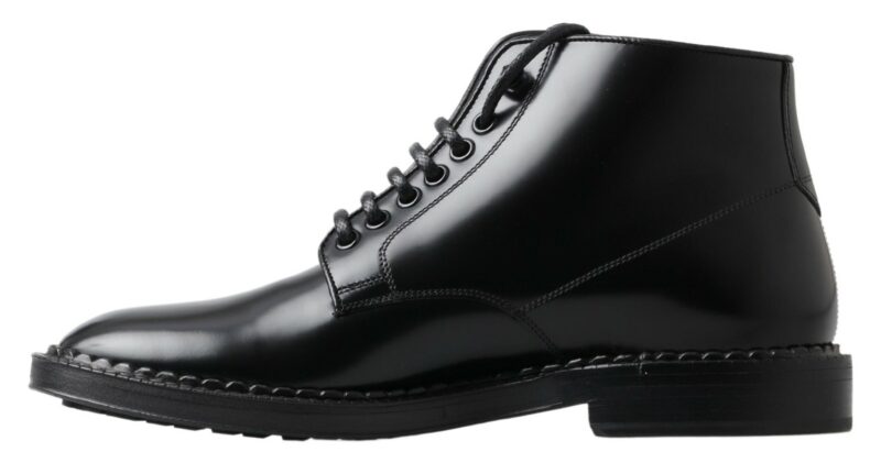 Dolce & Gabbana Elegant Black Leather Men's Boots - Image 2