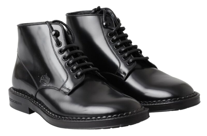 Dolce & Gabbana Elegant Black Leather Men's Boots - Image 4
