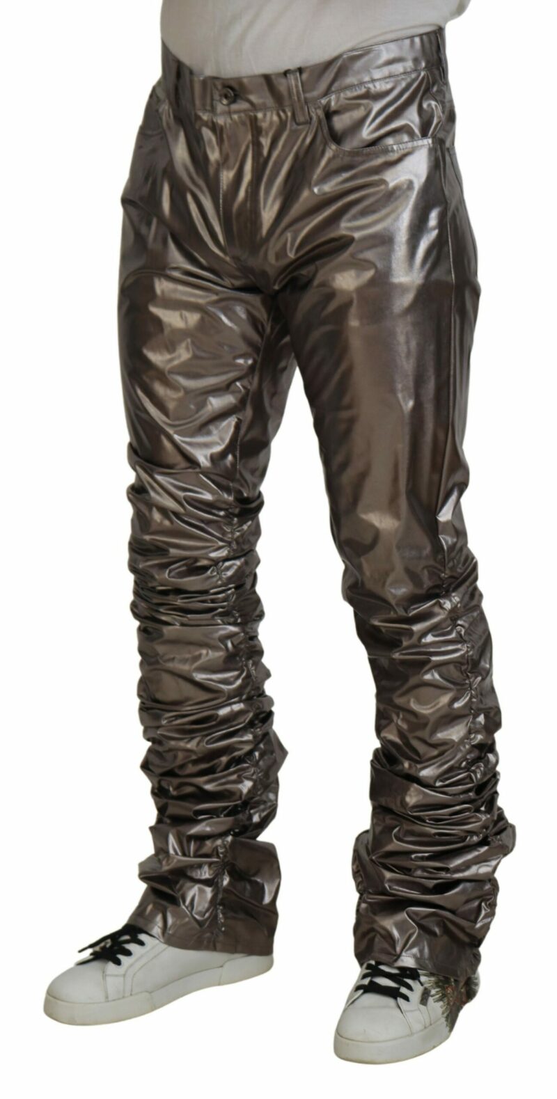 Dolce & Gabbana Metallic Silver Casual Pants - Image 2