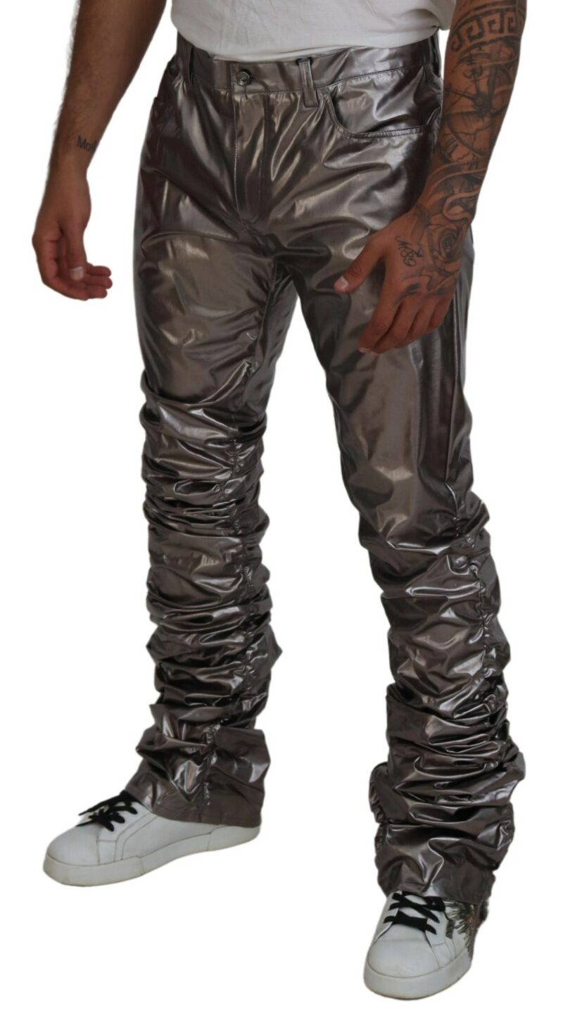 Dolce & Gabbana Metallic Silver Casual Pants - Image 4
