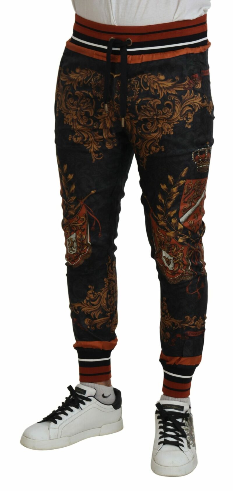 Dolce & Gabbana Baroque Crown Silk Sweatpants - Image 2