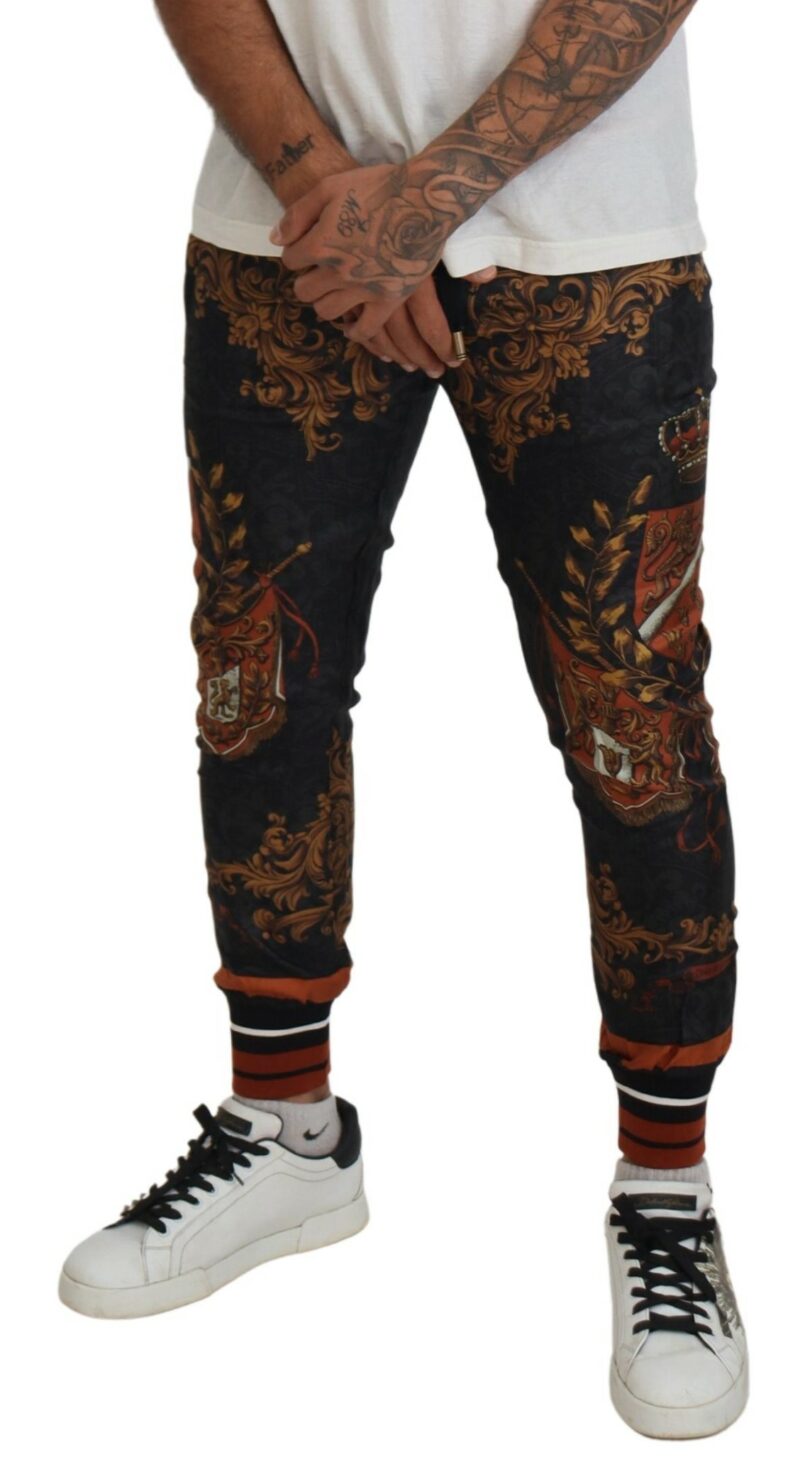 Dolce & Gabbana Baroque Crown Silk Sweatpants - Image 4