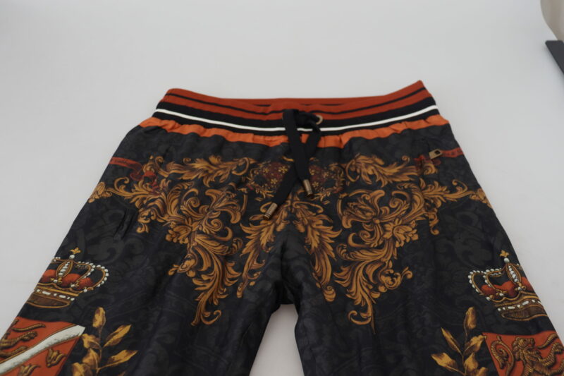 Dolce & Gabbana Baroque Crown Silk Sweatpants - Image 6