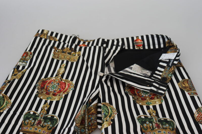 Dolce & Gabbana Elegant Gold Crown Stripe Chino Pants - Image 6