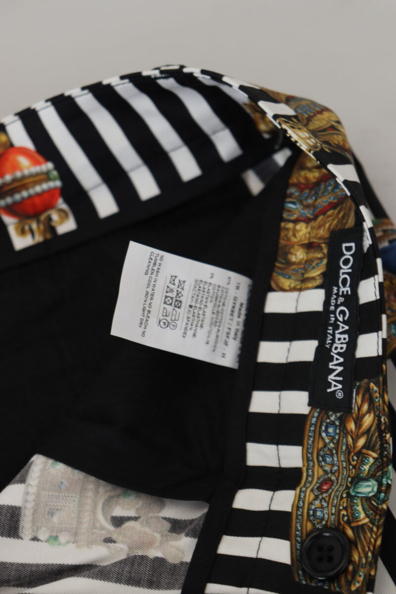 Dolce & Gabbana Elegant Gold Crown Stripe Chino Pants - Image 7