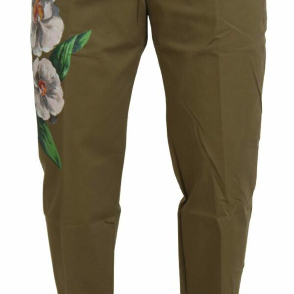 Dolce & Gabbana Exquisite Floral Beige Chino Pants