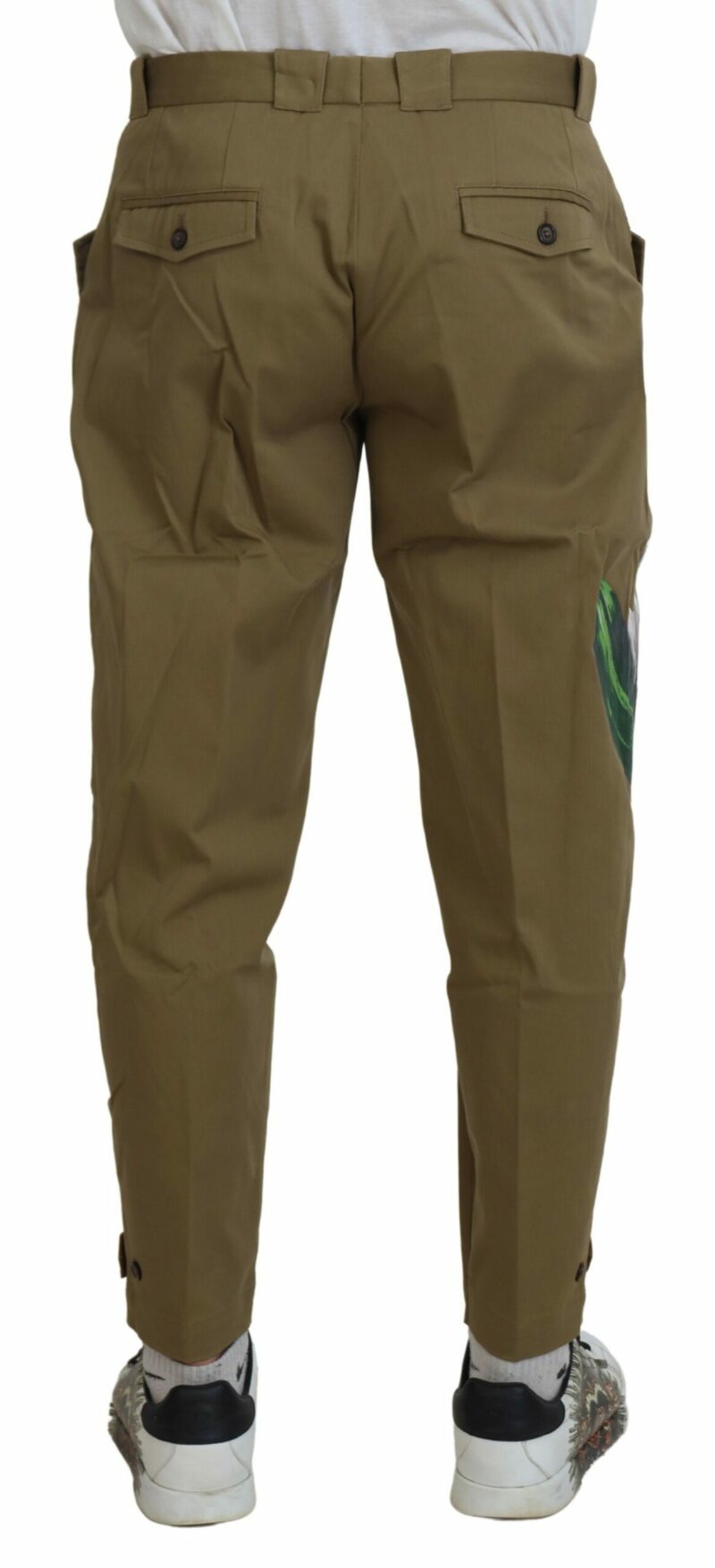 Dolce & Gabbana Exquisite Floral Beige Chino Pants - Image 3