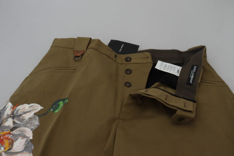 Dolce & Gabbana Exquisite Floral Beige Chino Pants - Image 5