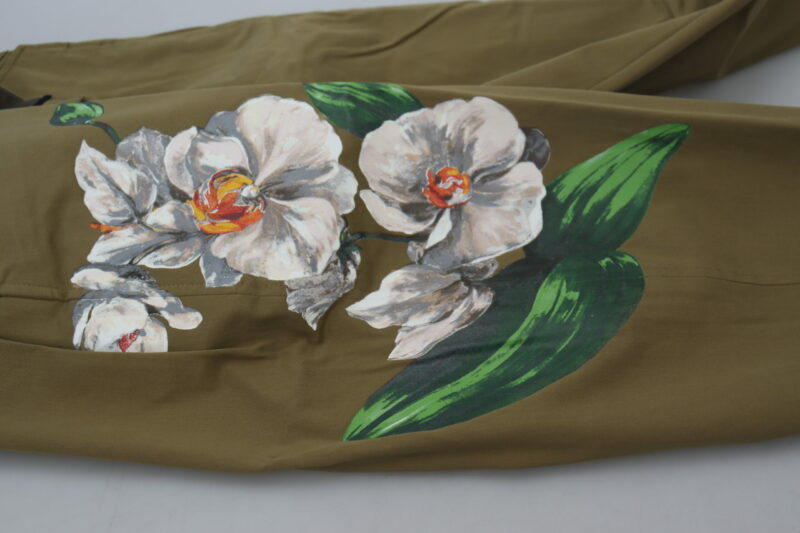 Dolce & Gabbana Exquisite Floral Beige Chino Pants - Image 6