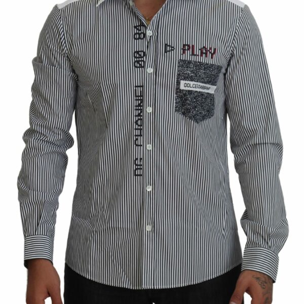 Dolce & Gabbana Slim Fit Striped Casual Shirt with Channel Motive