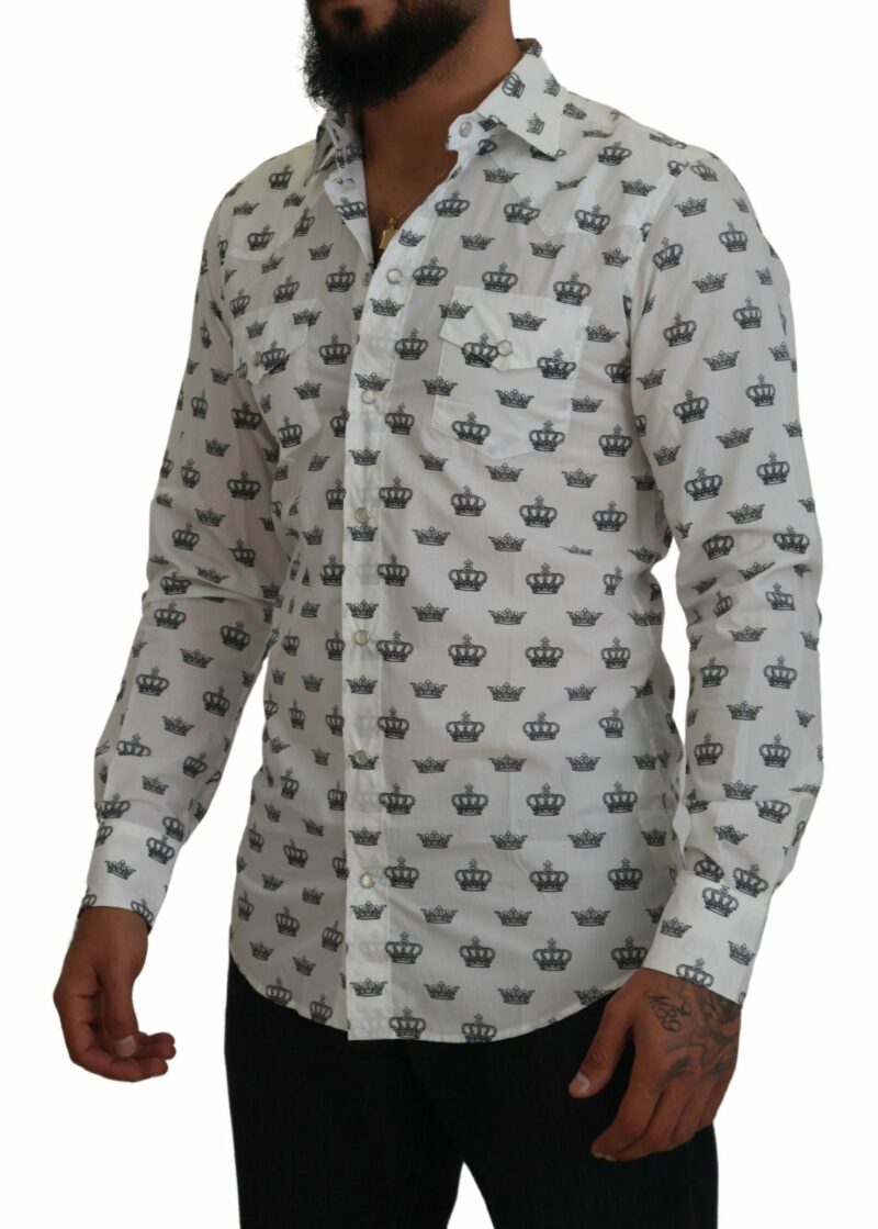 Dolce & Gabbana Slim Fit Crown Print Dress Shirt - Image 2