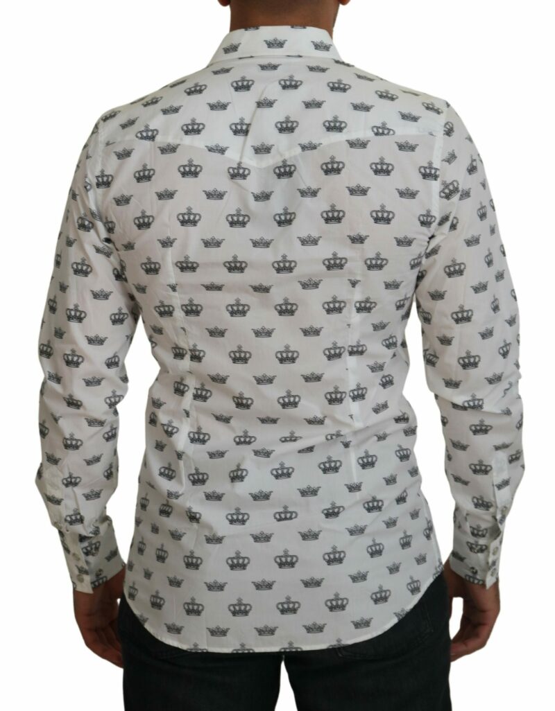 Dolce & Gabbana Slim Fit Crown Print Dress Shirt - Image 3